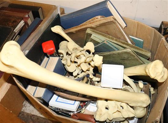 Box of misc medical books, instruments etc